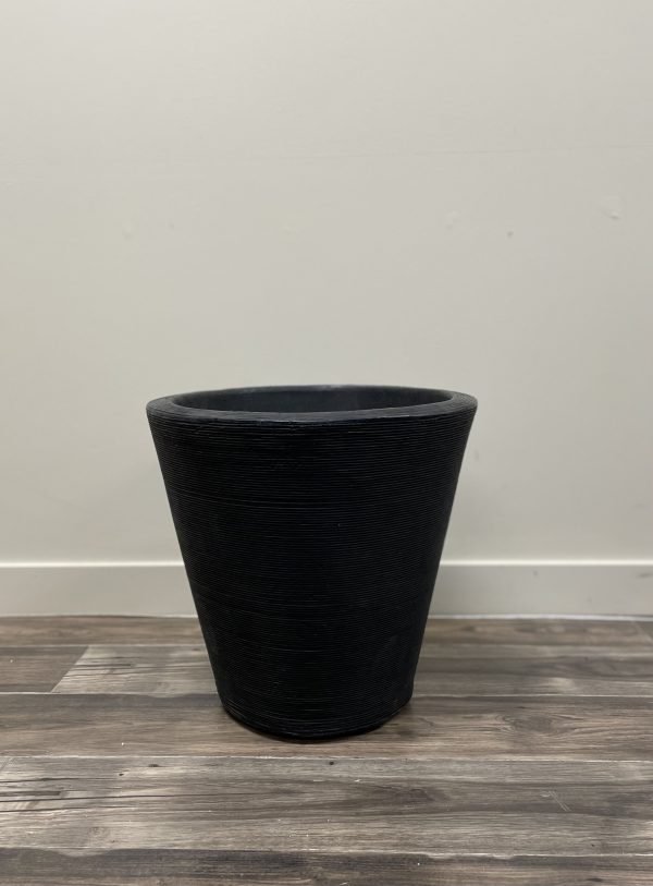 Black Ribbed Tapered Planter