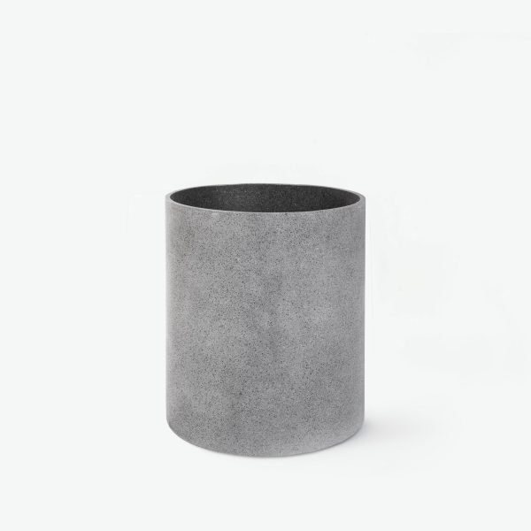 Grey Textured Cylinder Planter