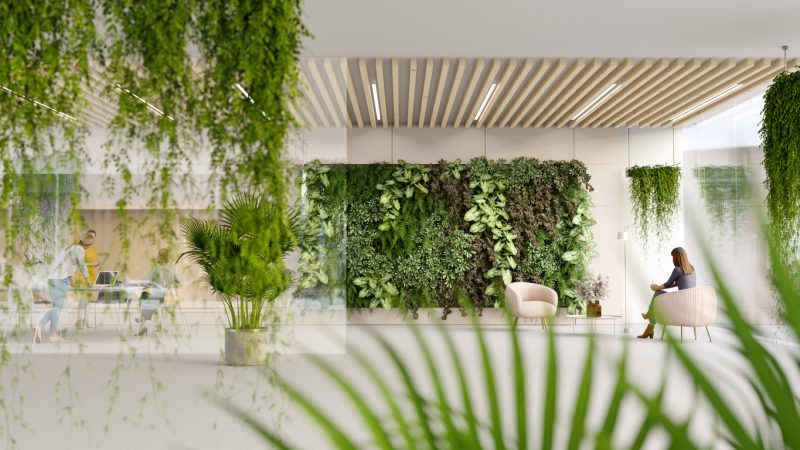 Faux Plants Office Decor