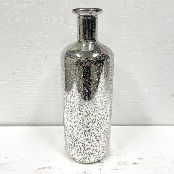 Bottle - Silver Mercury Glass