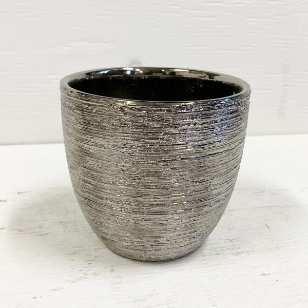 Ceramic Bowl - Round, Silver, Etched