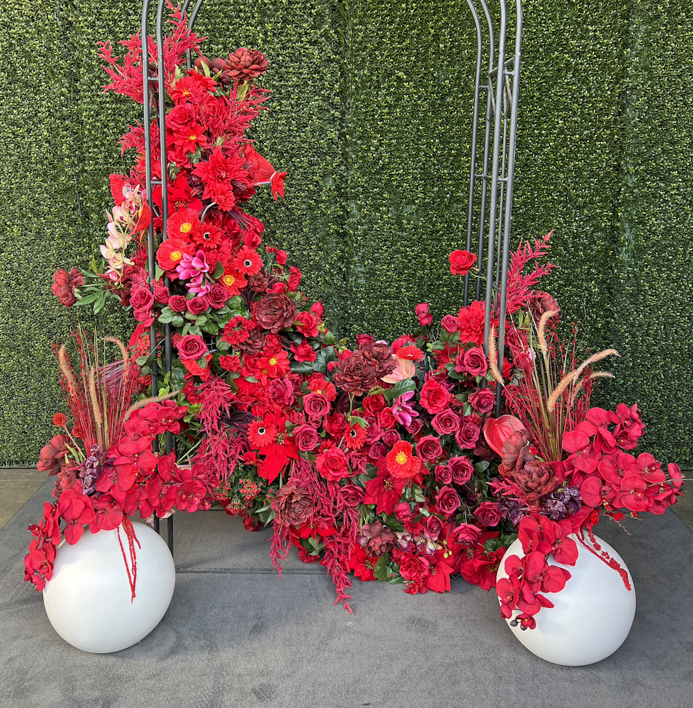 Red Floral Custom Design by Greenscape Design.