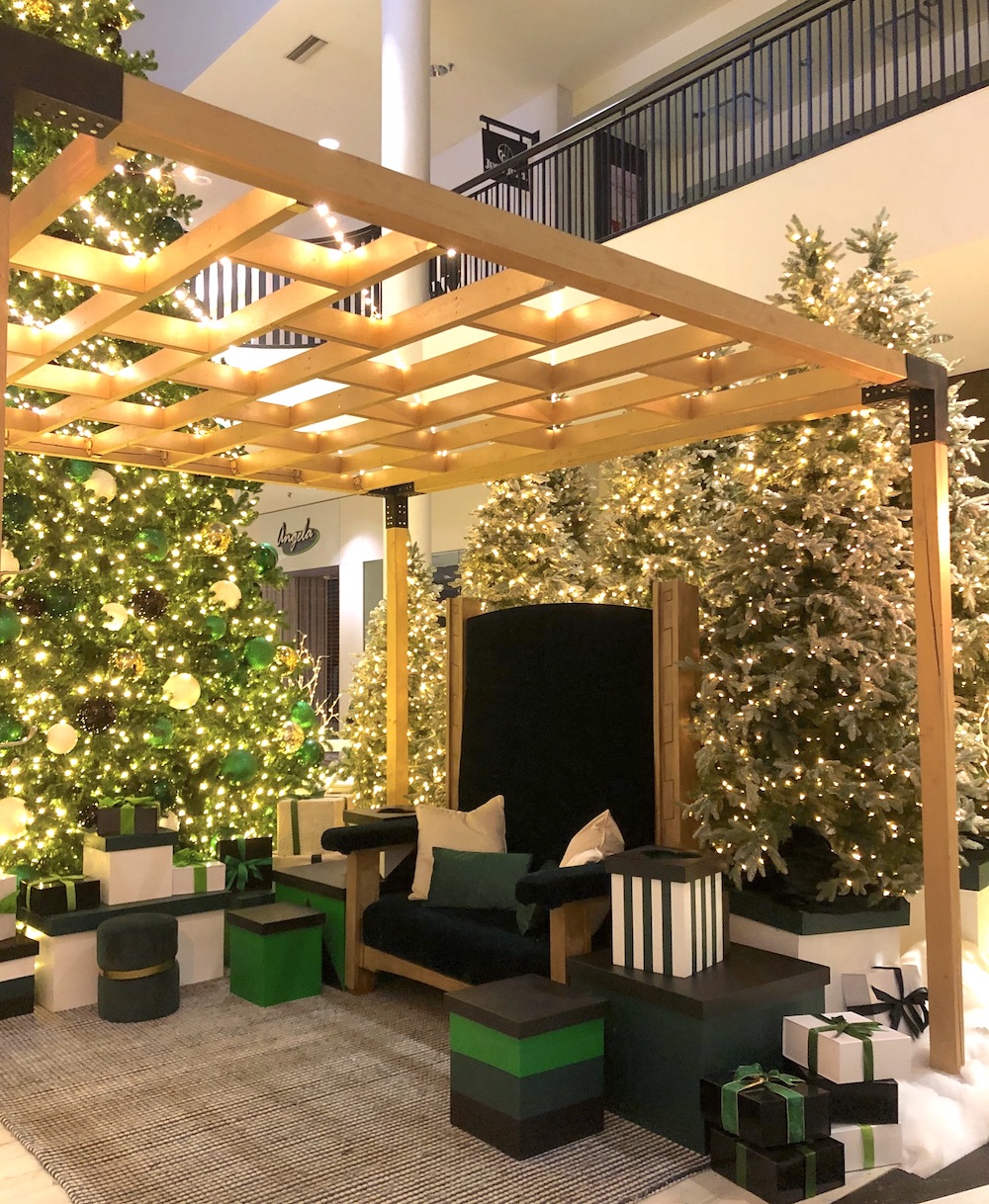 Greenscape Design's Santa Set at the City of Lougheed in Burnaby offers a festive and welcoming ambiance for holiday visitors.