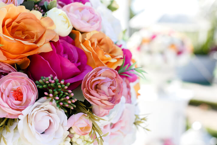 weddings with warm-toned artificial plants