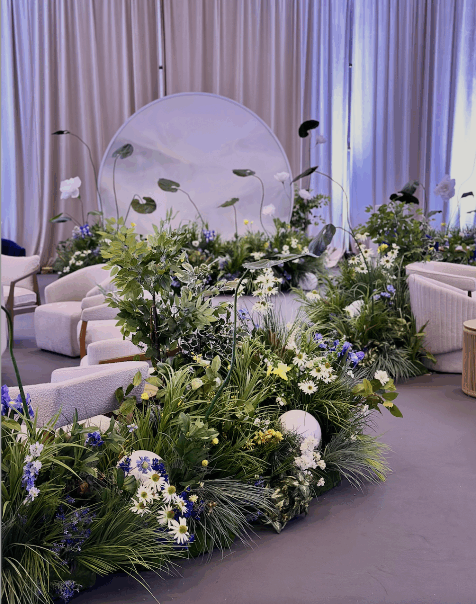Sustainable Artificial Floral highlighting luxury seating area