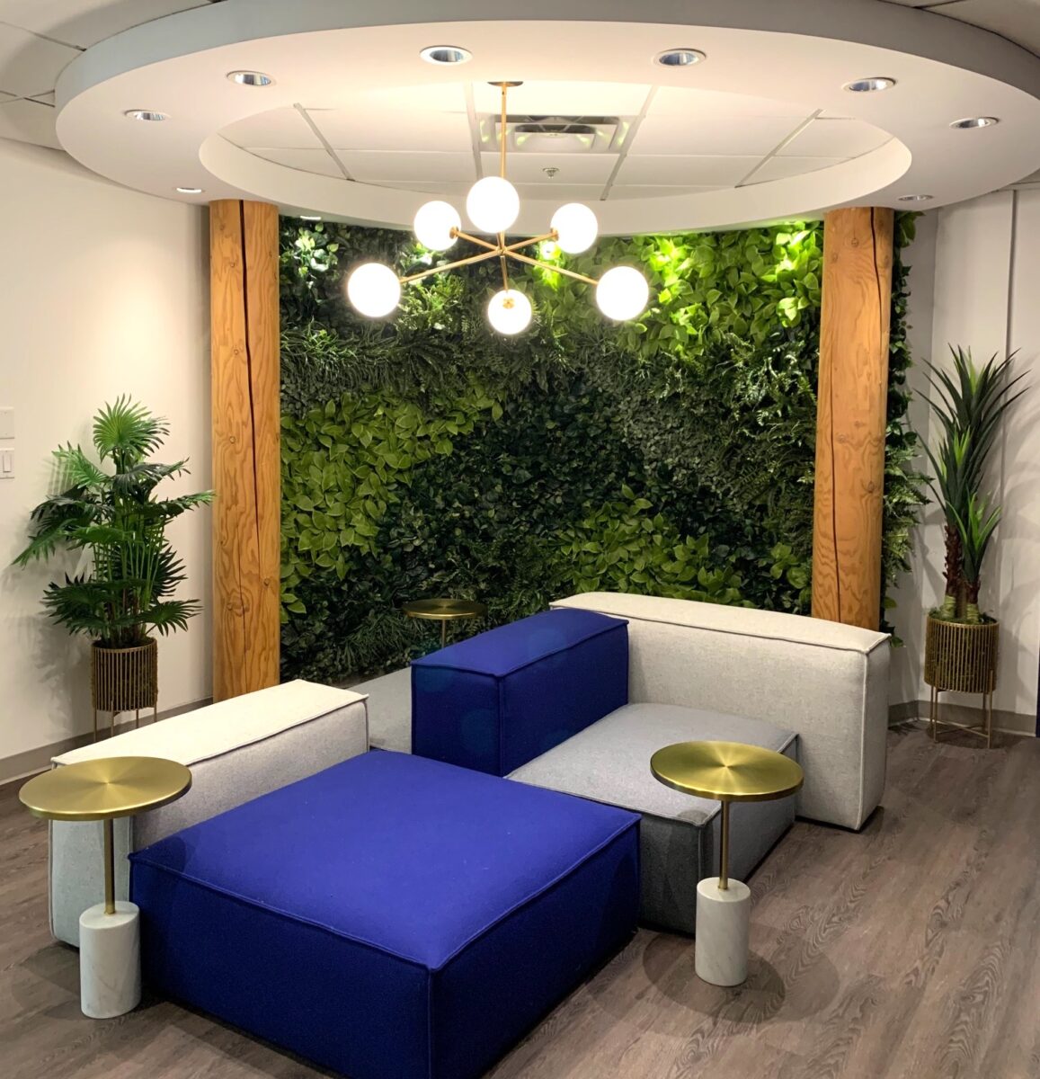 Artificial Green Wall and Artificial potted tropical plants