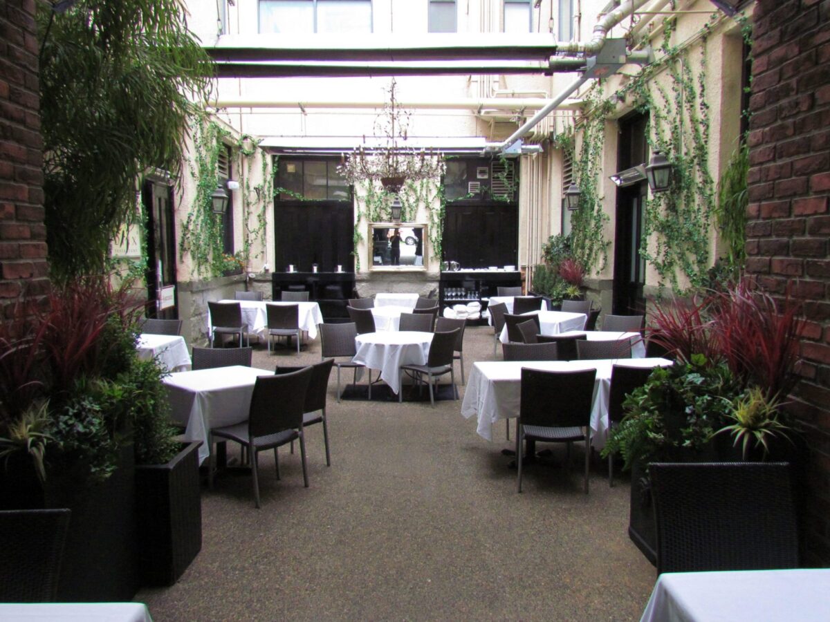 Brix Courtyard Ivy Wall Treatment and Potted Greenery