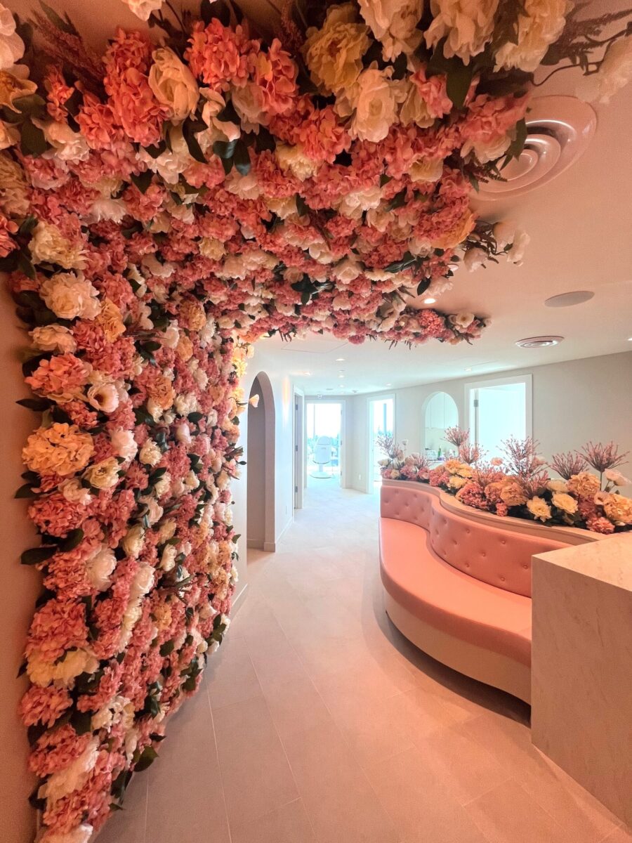 medical office floral wall ceiling reception